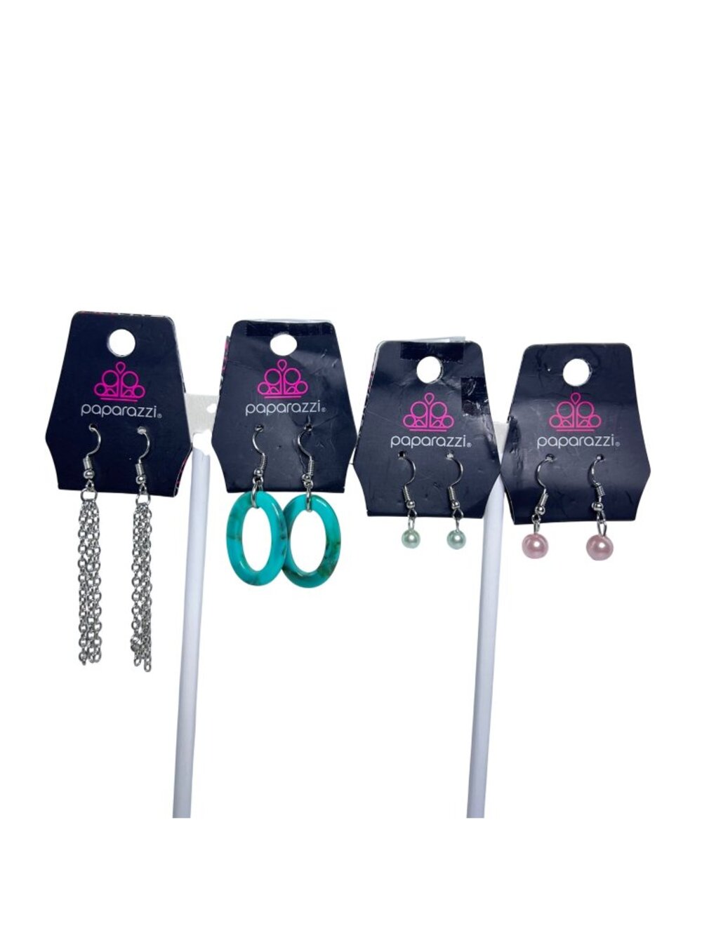 Lot of 4 Paparazzi Silver Tone Pierced Dangle Earrings (6444)